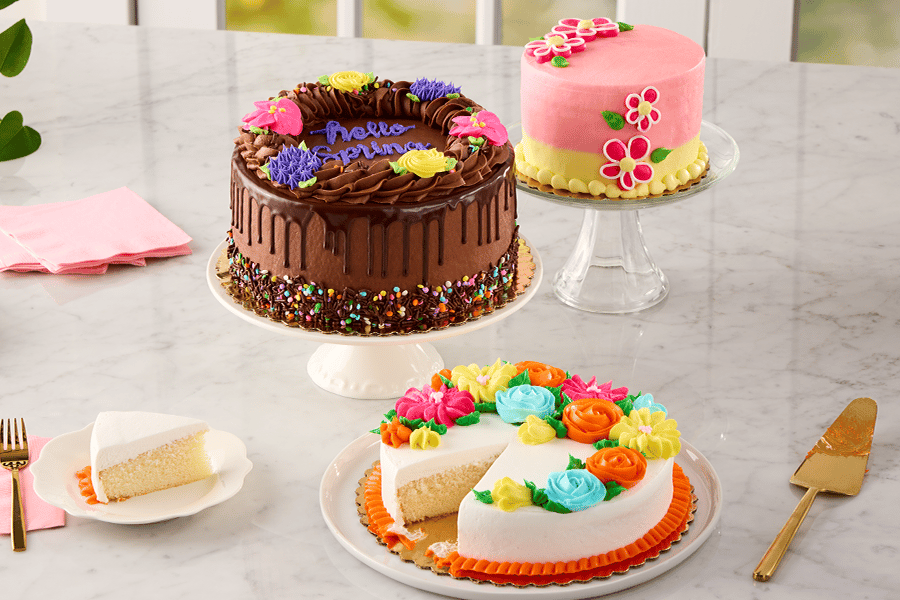 spring double and single layer cakes