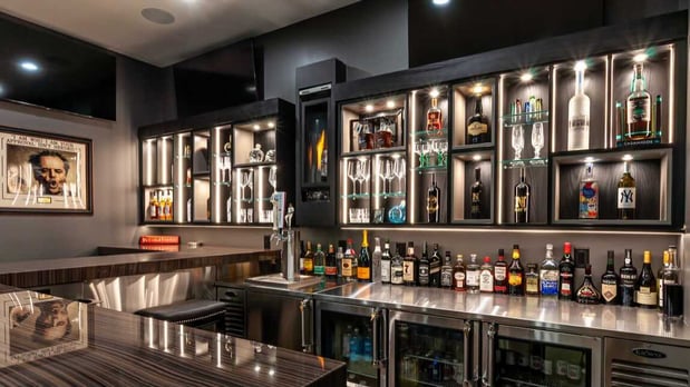 Luxe home bar with lighting