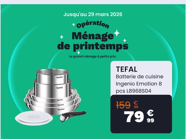 Batterie de cuisine TEFAL Ingenio Emotion 8 pcs L8968S04