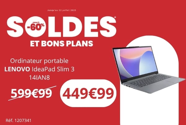 Ordinateur portable LENOVO IdeaPad Slim 3 14IAN8  BOULANGER Perpignan