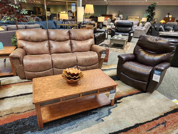 West Des Moines Slumberland leather sofa and recliner