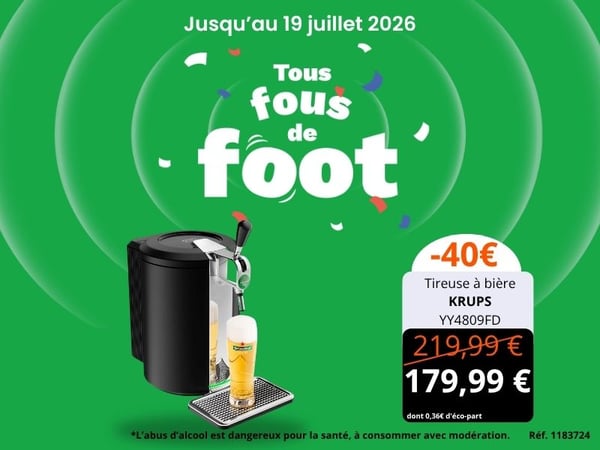 Tireuse à bière Krups : la pression parfaite pour vos soirées sportives avec votre magasin Boulanger Wittenheim - Mulhouse !, tireuse à bière, alcool, bière, wittenheim, mulhouse, darty, électroménager, multimédia, coupe du monde, cdm, foot, football, sport