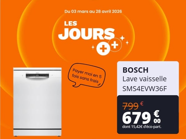 lave vaisselle jours ++ promotion boulanger beauvais bosch serenity