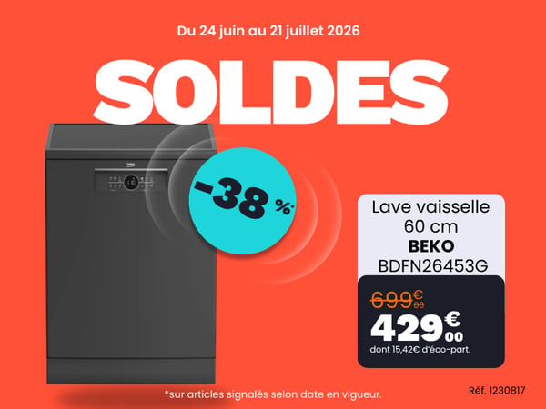Lave vaisselle 60 cm BEKO BDFN26453G