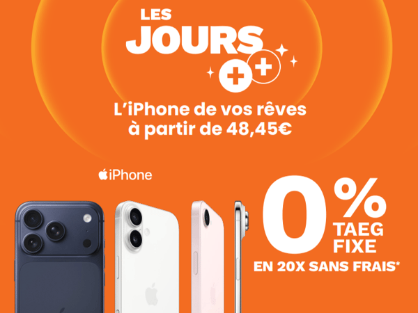 20 fois sans frais pour l'achat d'un iphone 17 dans votre magasin Boulanger sarcelles du 30 mars au avril 2026