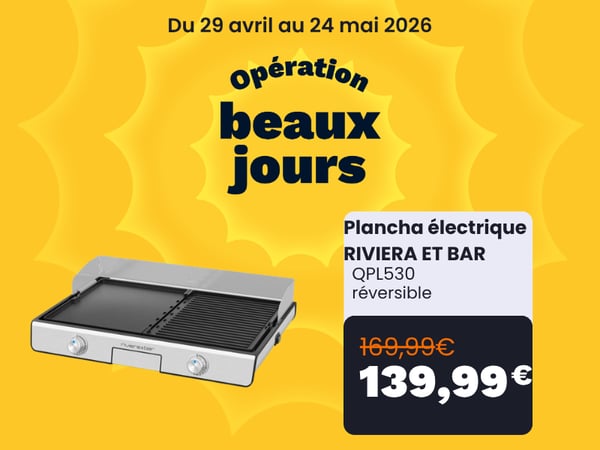 Plancha électrique RIVIERA ET BAR QPL530 réversible à poser