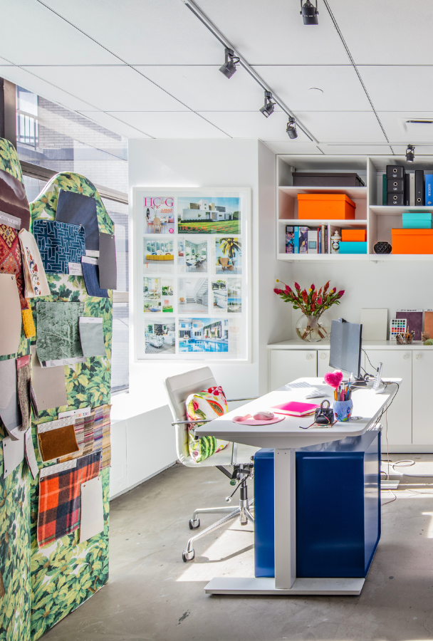 Img 3 California Closets New York City Custom Commercial Space White Office Custom Bookshelves Storage Interior Design Studio with Closed Cabinets and two desk workspaces