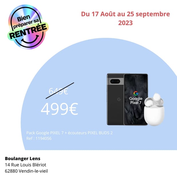 Pack Google PIXEL 7 + écouteurs Pixel buds 2