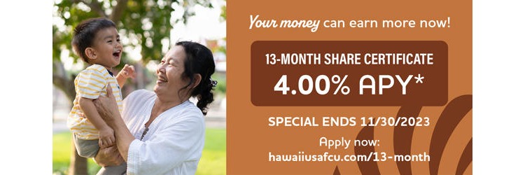 13-month Share Certificate Promo.