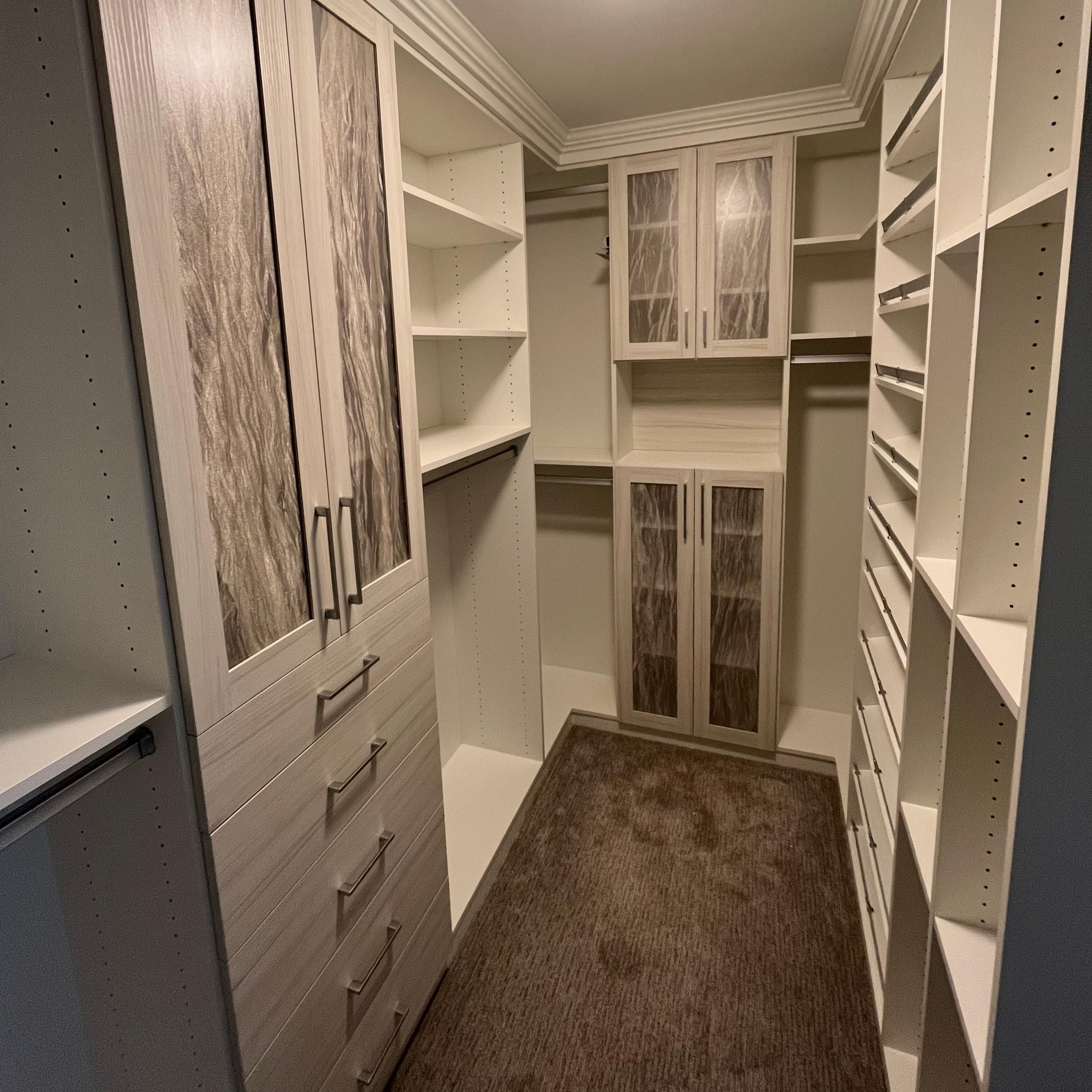 Custom Walk-In with Decorative Glass Doors