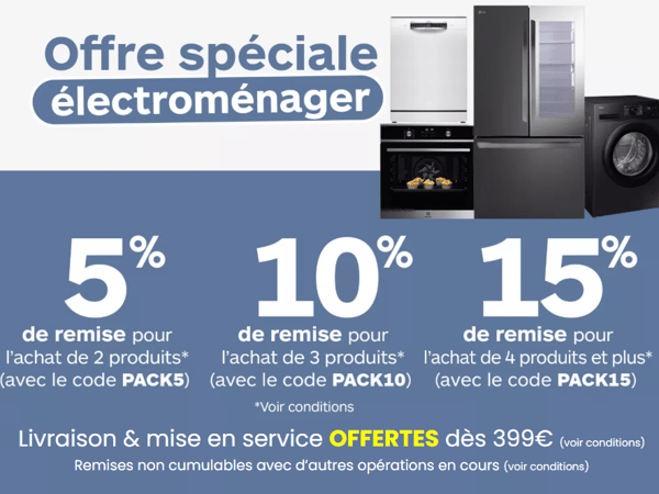 Offre spéciale électroménager chez Boulanger Angoulême - Champniers - Remises par pack