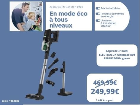 découvrez le Aspirateur balai ELECTROLUX Ultimate 800 EP81B25GRN green dans votre magasin Boulanger Merlimont Le Comptoir