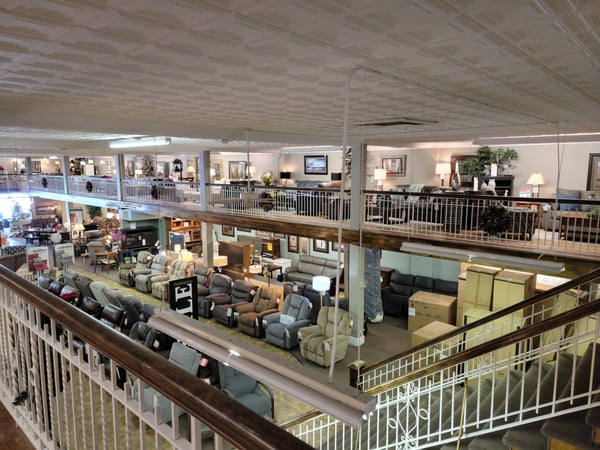 Slumberland Furniture Store in Devils Lake,  ND - Showroom upstairs wide view