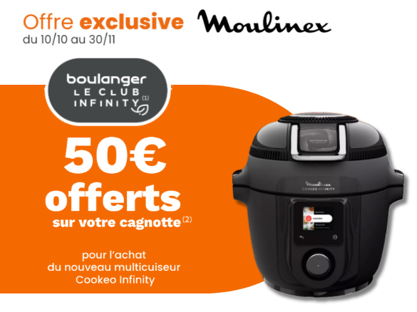 🍲 Cookeo Infinity Moulinex – 50€ offerts, c’est le moment de passer à l’infini des recettes !
