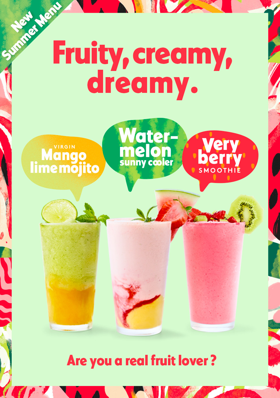 Summer Menu Picture - Fruity, Creamy, Dreamy