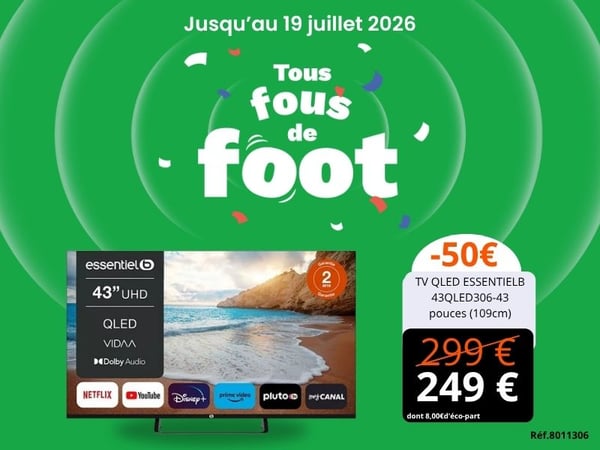 TV QLED ESSENTIELB 43QLED306-43 pouces (109cm)