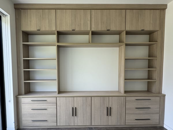 Brown media center with bookshelves Pensacola & Panama City, Florida