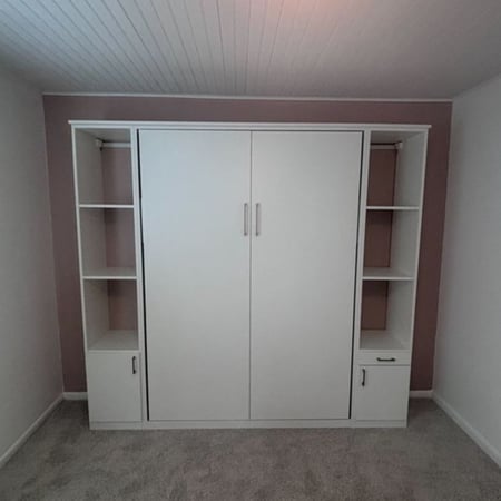 Virginia Beach - Custom closets - Wall bed cabinet system closed, with shelving on both sides.