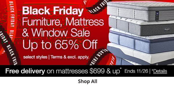 Save up to 65% off during JCPenney's Black Friday Furniture, Mattress, & Window Sale!