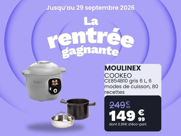Cookeo MOULINEX CE854B10 gris 6 L, 6 modes de cuisson, 80 recettes
