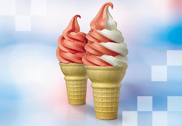 Two Strawberry Ice Cream Cones