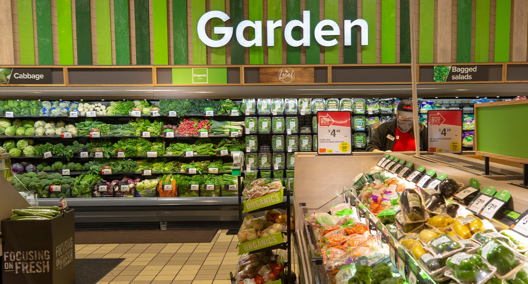 Produce department in a grocery store