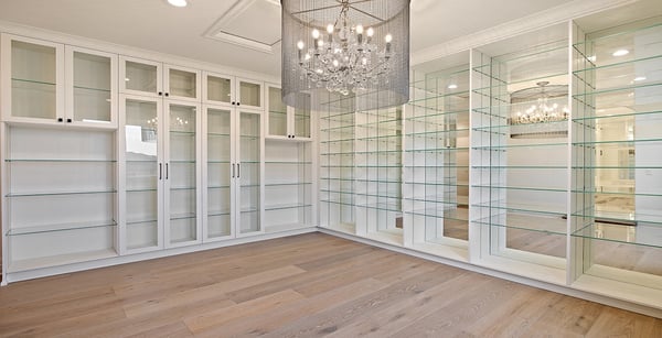 Walk in closets with a light, drawers, and shelves