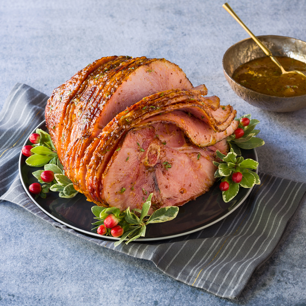 maple peach glazed spiral ham