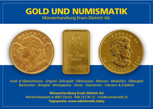 Anlagegold, Gold- und Silberbarren, Goldvreneli und Anlagemünzen