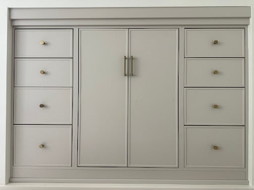 Built in storage cabinets.