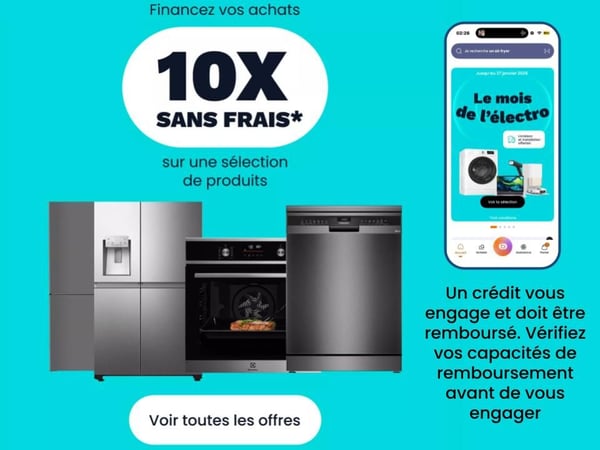 10x sans frais sur une sélection de produit gros électroménager.