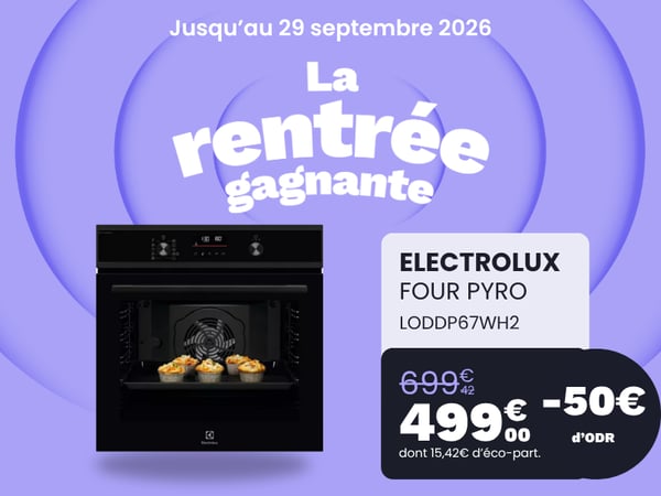 Four pyrolyse Electrolux, Electrolux LODDP67WH2, Four encastrable pyrolyse, Offre remboursement Electrolux ODR, Four encastrable pas cher, Promo four pyrolyse, Electroménager cuisine encastrable, Four nettoyage automatique, Bon plan four Electrolux, La rentrée gagnante Boulanger
