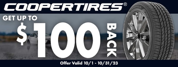 Get up to $100 BACK on Cooper tires at Pomp's Tire Service!

Get up to $100 back by rebate on select Cooper tires!

Offer Valid 10.1.23 - 10.31.23