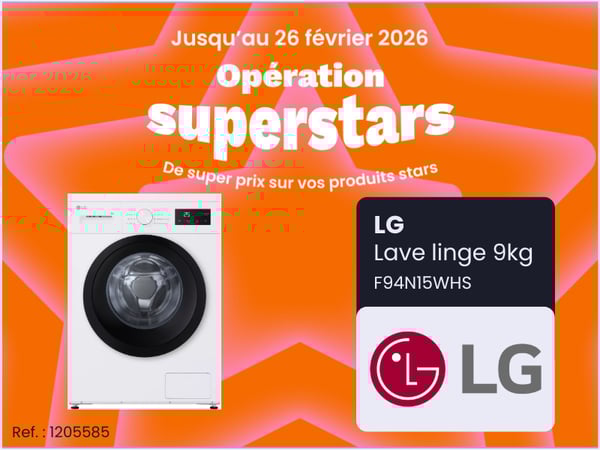 Lave linge compact LG F94N15WHS chez Boulanger Vitrolles