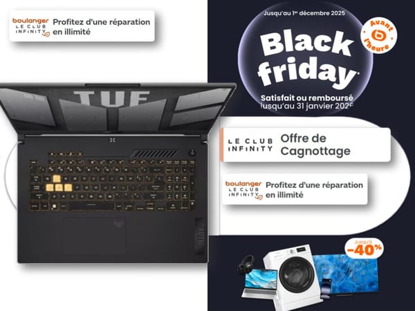PC gamer fixe et portable en promotion Black Friday chez Boulanger Toulouse Colomiers – tour gaming, ordinateur portable MSI, Asus ROG, HP Omen, Acer Predator, carte graphique NVIDIA RTX, moniteur 144Hz, accessoires gaming.
PC gamer disponible chez Boulanger Toulouse Colomiers – Ordinateurs portables, tours gaming et moniteurs 144 Hz et 240 Hz, modèles aussi disponibles chez Asus ROG, MSI, HP Omen, Acer Predator, Lenovo Legion et Dell Alienware