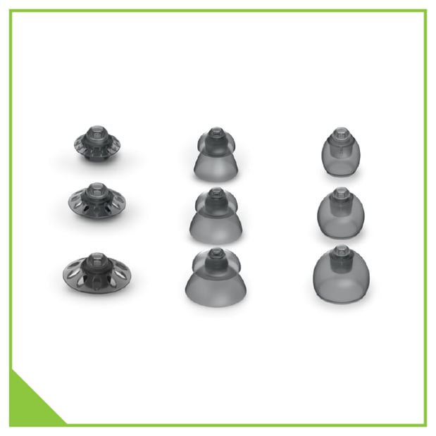 Domes for hearing aids in various sizes
