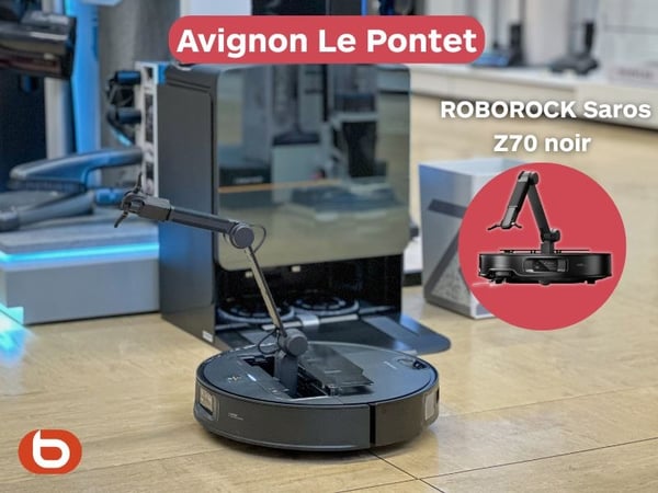 Découvrez l'aspirateur robot autonome qui révolutionne le ménage chez Boulanger Avignon Le Pontet. En effet, on parle bien du roborock saros z70 et de son bras articulé. Dès à présent en démonstration dans votre magasin de produits électroménager et de multimédia.